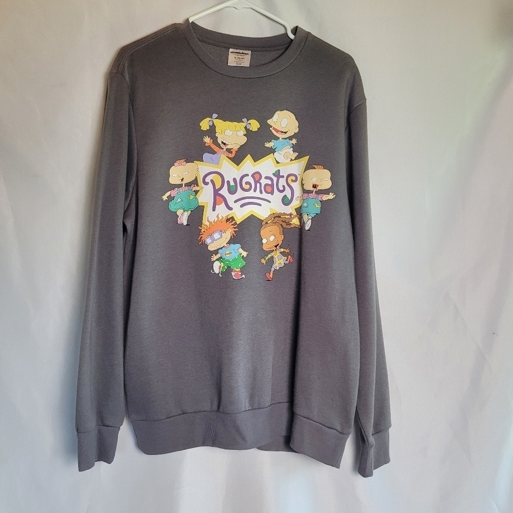 Rugrats Nickelodeon Crew Neck Long Sleeve Men's Gray Sweatshirt Size M